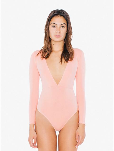 Cotton Spandex Double V Bodysuit