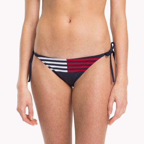 Slip Bikini Con Laccetti E Motivo Bandiera