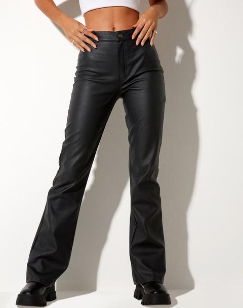 Zoven Trouser In Pu Matte Black From Motel Rocks On Buttons