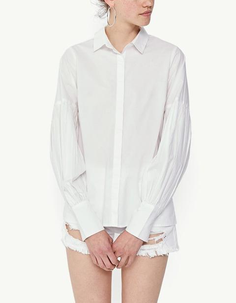 Camicia Popelin Manica A Sbuffo Bianco