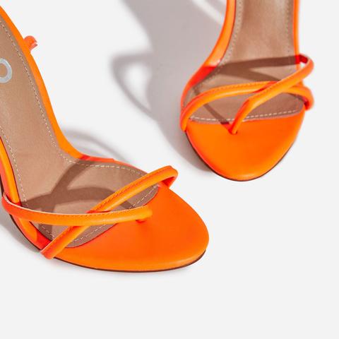 neon orange lace up heels
