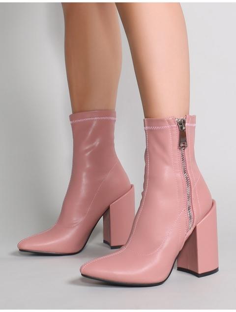 Renzo Sock Fit Ankle Boots In Blush 
