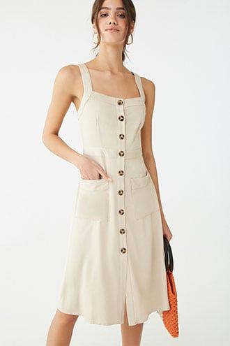 Forever 21 Button-front Knee-length Dress , Khaki