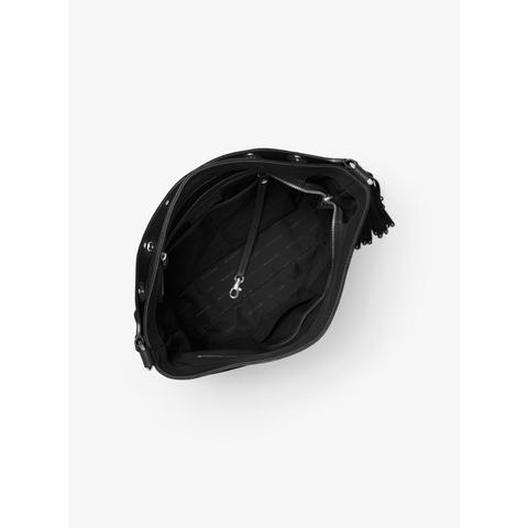 brooklyn large leather shoulder bag black