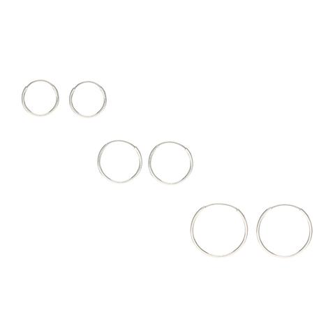 Claire's Silver Graduated Hoop Earrings - 3 Pack