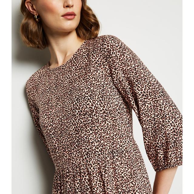 leopard print midi smock dress