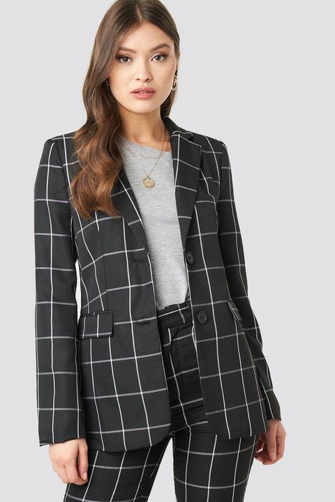 Na-kd Classic Plaid Blazer - Black