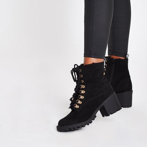 black lace up chunky boots river island