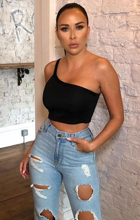 Black Ribbed One Shoulder Crop Top - Daisy