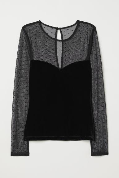 H & M - Maglia In Velour - Nero