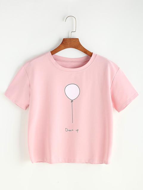 Pink Balloon Print T-shirt