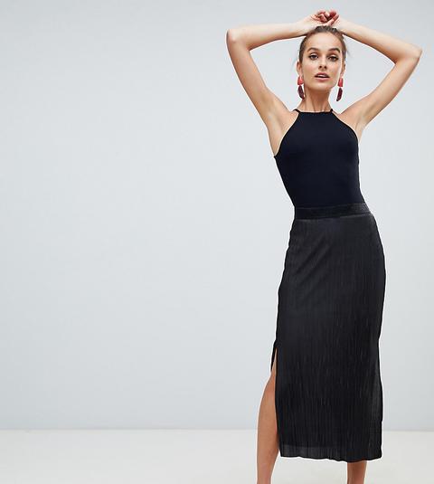 Falda Midi Plisada En Negro De River Island