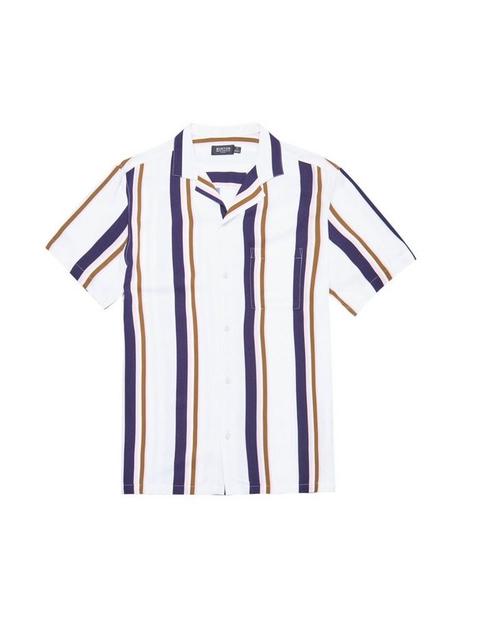 White Short Sleeve Spread Stripe Shirt