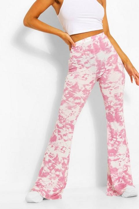 Pantalon Flare En Jersey Effet Tie-dye Ton Sur Ton - Rose Poudré - 40, Rose Poudré