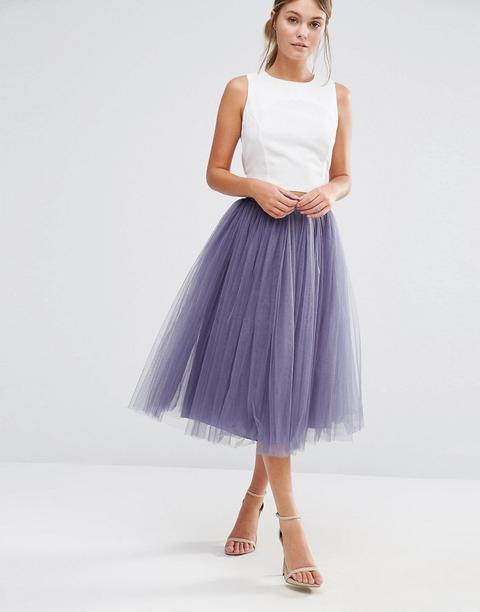 Little Mistress - Gonna Da Cerimonia Midi In Tulle - Grigio