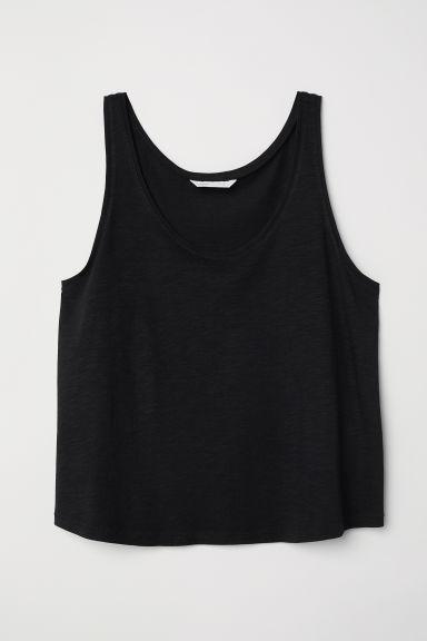 H & M - Cropped Vest Top - Black from H&M on 21 Buttons