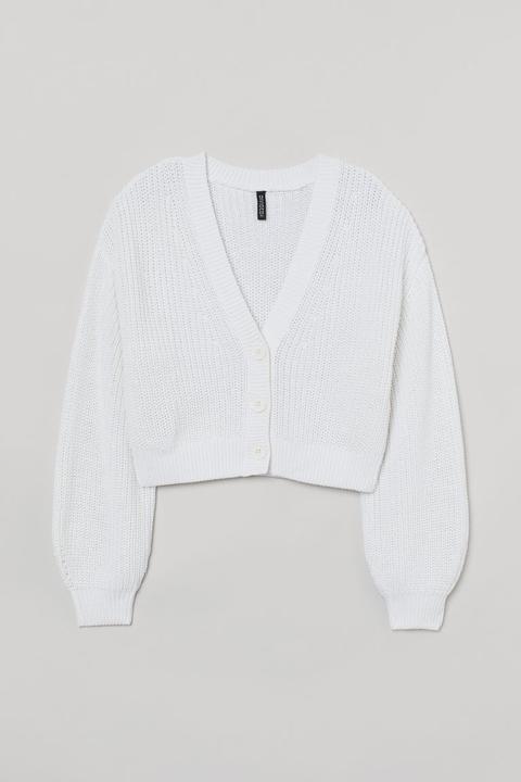 Cropped Cardigan - White from H&M on 21 Buttons