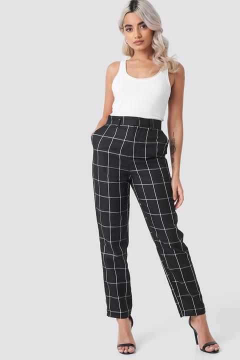 Na-kd Classic Tailored Plaid Suit Pants - Black