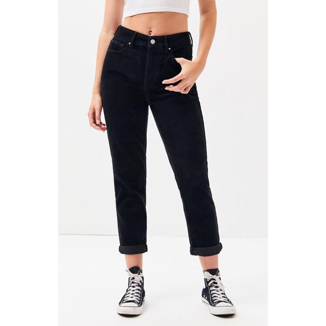 black corduroy mom trousers