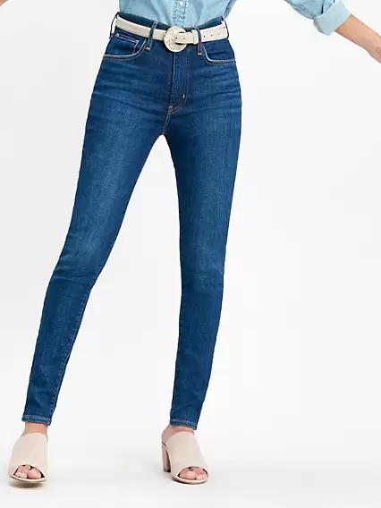 Jean Super Skinny Taille Mi Haute Bleu 