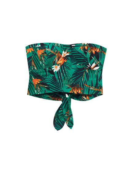 Corset Estampado Tropical Lazo Espalda