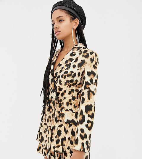 Asos Design X Laquan Smith Double Breasted Blazer In Leopard Print-multi