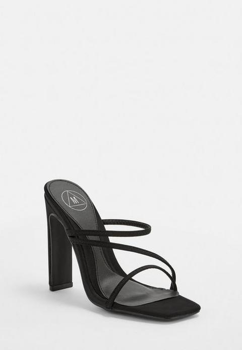 Black Multi Strap Mules, Black