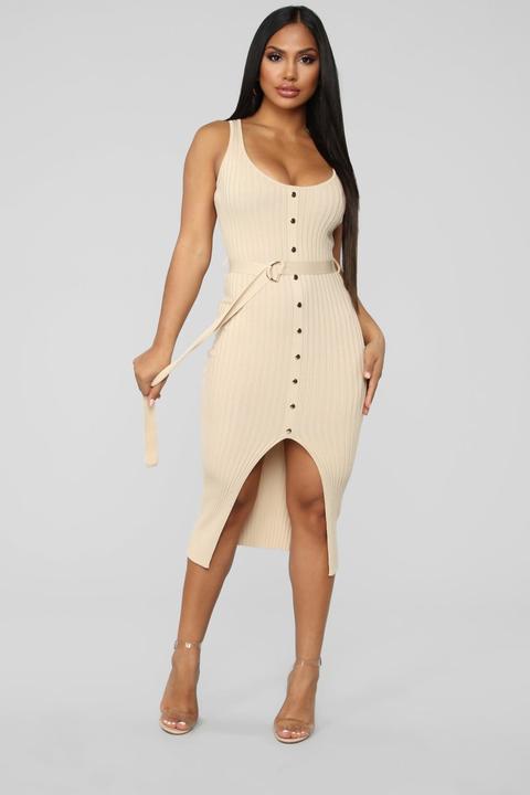 Sip Of Wine Dress - Taupe