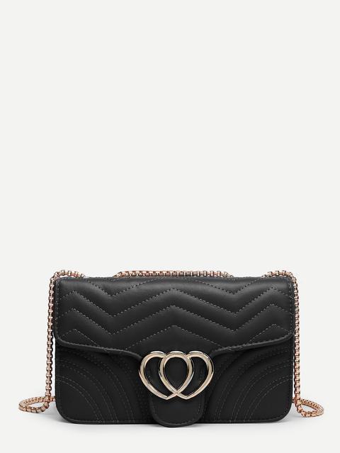 Chevron Detail Flap Chain Bag