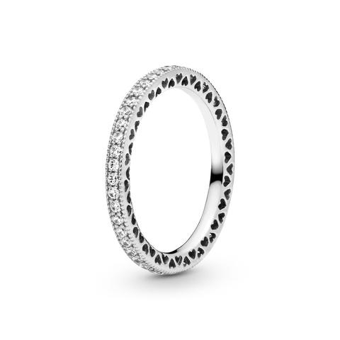 Pandora Sparkle & Hearts Ring - Sterling Silver / Clear