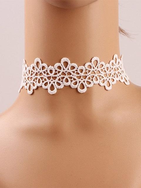 Collana Choker A Fiore All'uncinetto White Grey