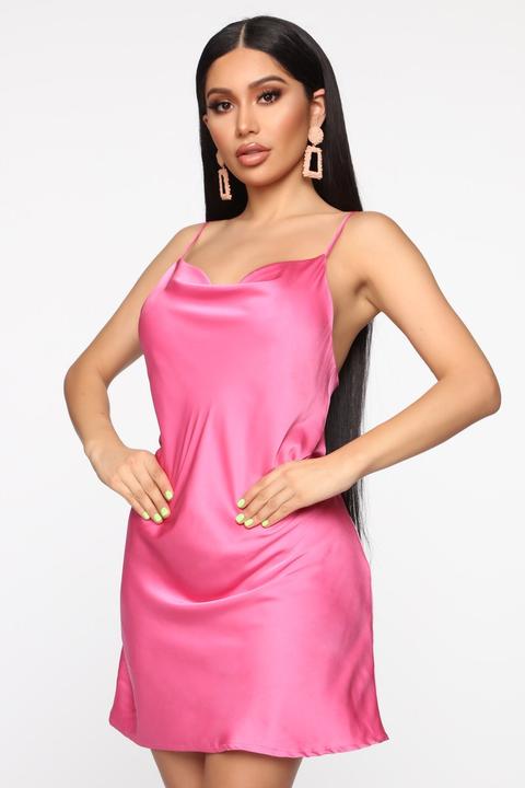 Get What I Want Slip Mini Dress - Fuchsia