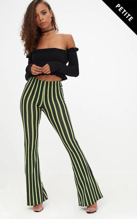 Petite Stripe Basic Flare Leg Trousers, Multi