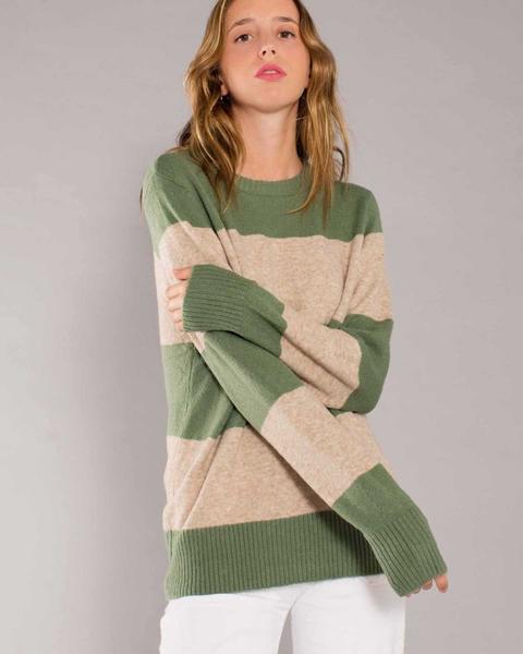 Jersey Cuello Caja Franjas Bicolor Verde