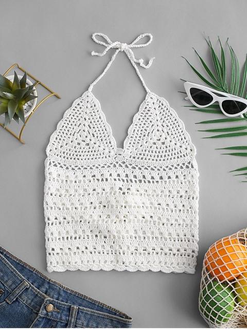 Halter Con Cordones De Crochet Top White