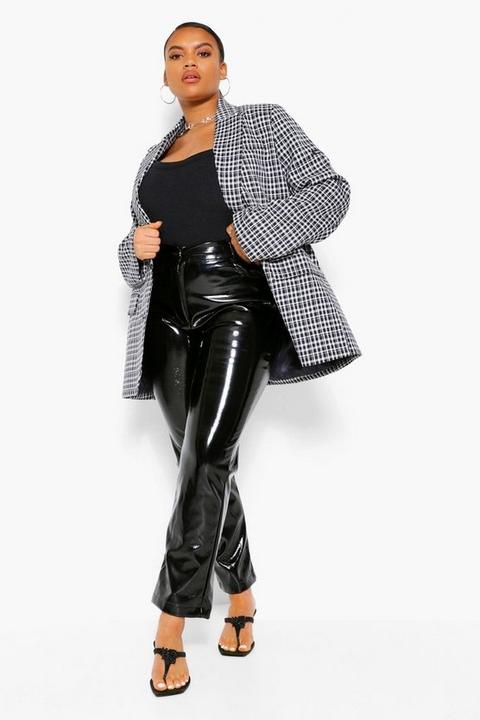 Womens Plus Checked Tailored Boyfriend Blazer - Black - 16, Black