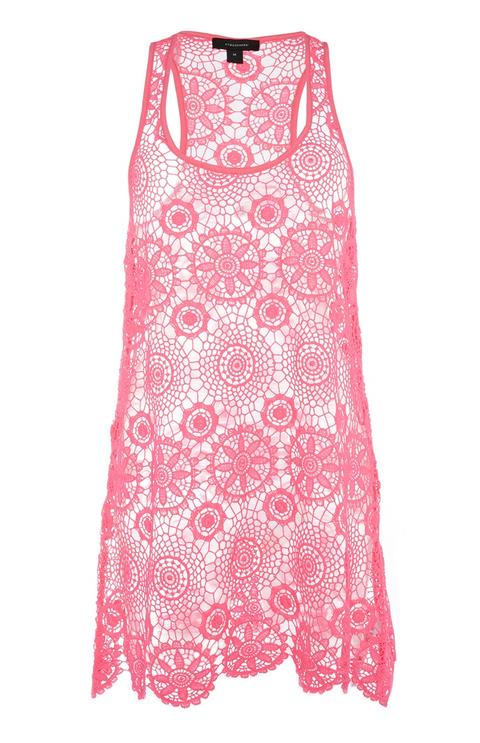 Pink Crochet Racer Dress