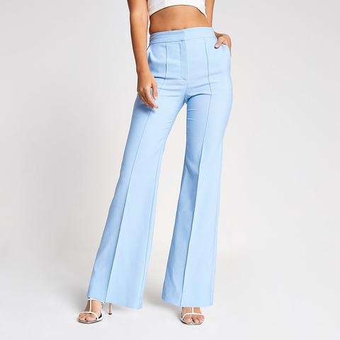 light blue flared trousers