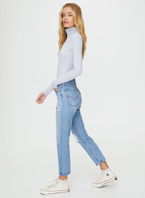 wedgie high waist ripped crop straight leg jeans