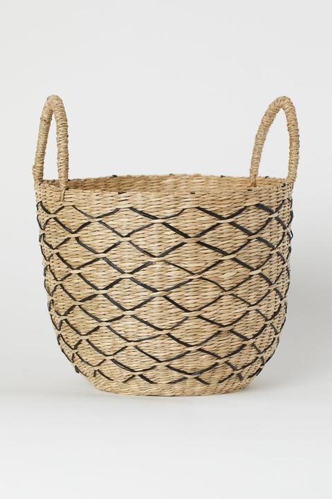 Cesta En Junco Trenzado - Negro