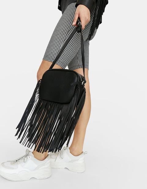Sac À Bandoulière Franges Noir
