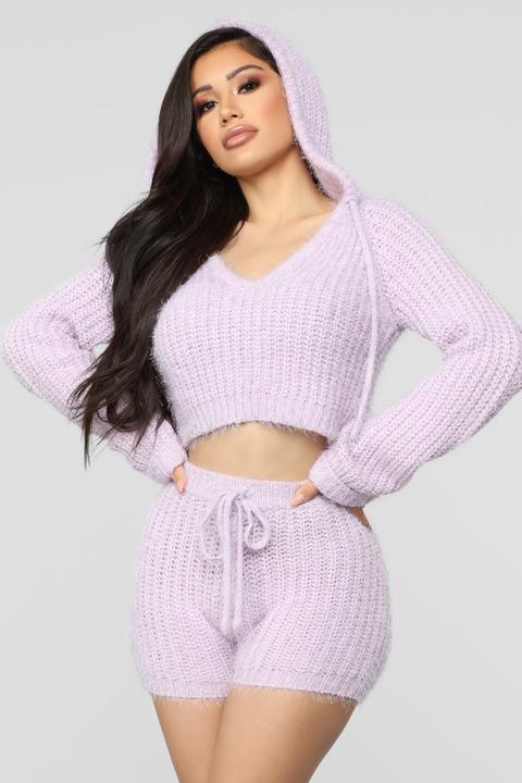 Fuzzy Frenzy Hoodie Set Lavender from Fashion Nova on 21 Buttons