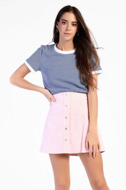 Womens **corduroy Button Detail Skirt By Glamorous Petite - Pink, Pink