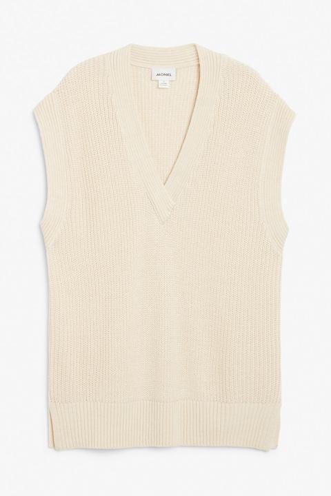 Pullover Knit Vest - White