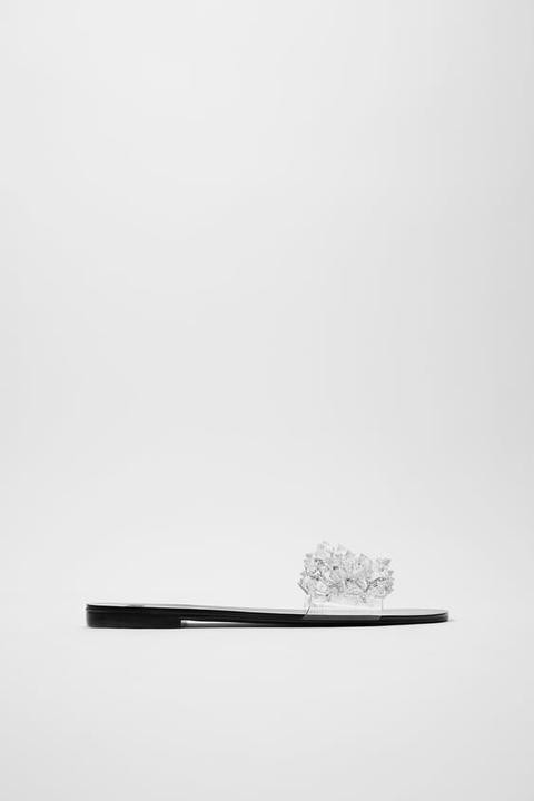 Zara transparent best sale beaded flat sandals