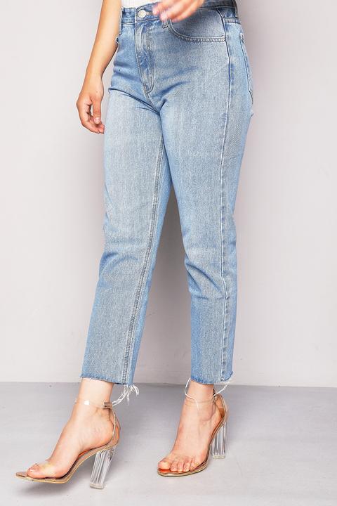 Blue Raw Edge Boyfriend Jeans