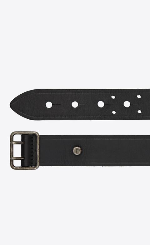 Cintura Con Fibbia Porthole Nera In Pelle