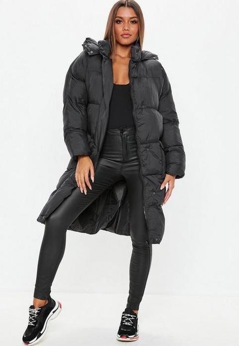 Black Longline Puffer Jacket, Black