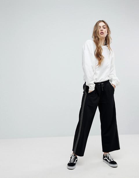 Pantalones Capri De Pernera Ancha Con Detalle De Cinta De Lunares En El Lateral De Asos