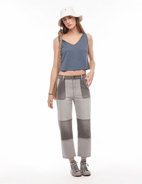 Pantalón Boyfriend Bicolor Gris